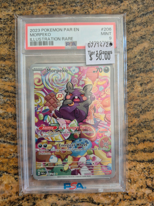 MORPEKO ILLUSTRATION RARE 2023 POKEMON PAR EN-PARADOX RIFT PSA MINT 9
