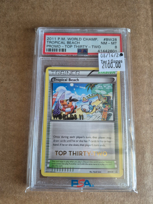 TROPICAL BEACH PROMO-TOP THIRTY-TWO 2011 POKEMON WORLD CHAMPIONSHIPS PROMO PSA NM-MT 8
