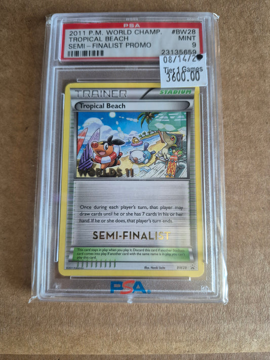 TROPICAL BEACH PROMO-SEMI-FINALIST 2011 POKEMON WORLD CHAMPIONSHIPS PROMO PSA MINT 9
