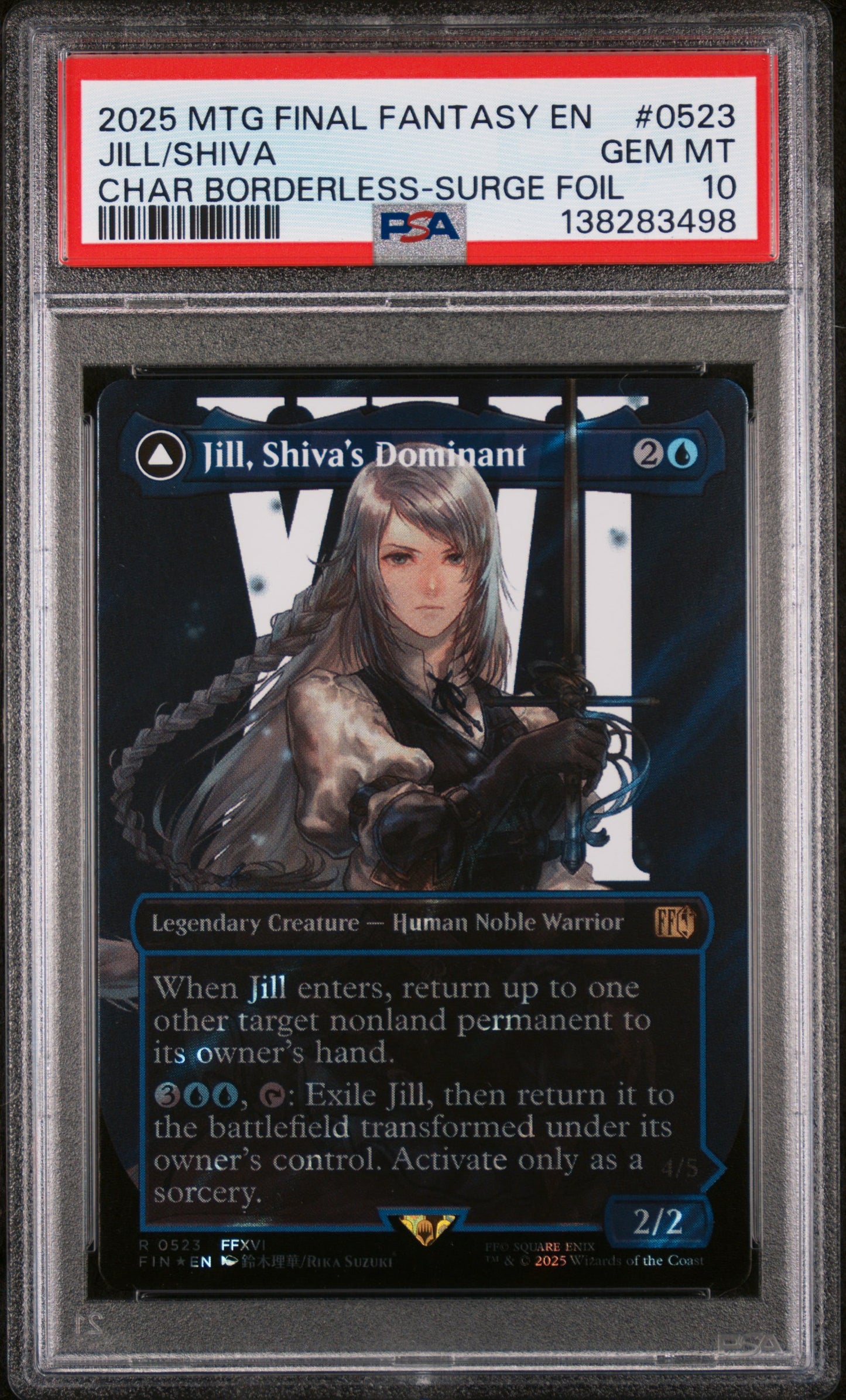 0523 JILL/SHIVA CHAR BORDERLESS-SURGE FOIL 2025 MAGIC THE GATHERING FINAL FANTASY PSA 10
