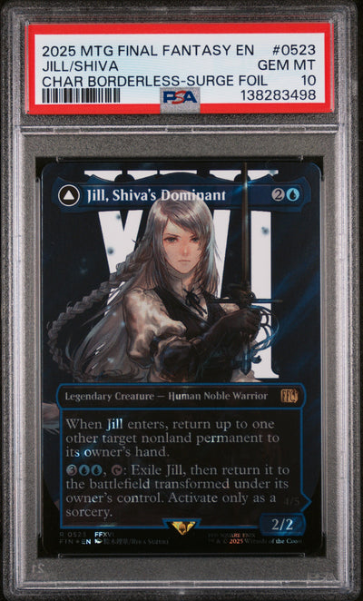0523 JILL/SHIVA CHAR BORDERLESS-SURGE FOIL 2025 MAGIC THE GATHERING FINAL FANTASY PSA 10