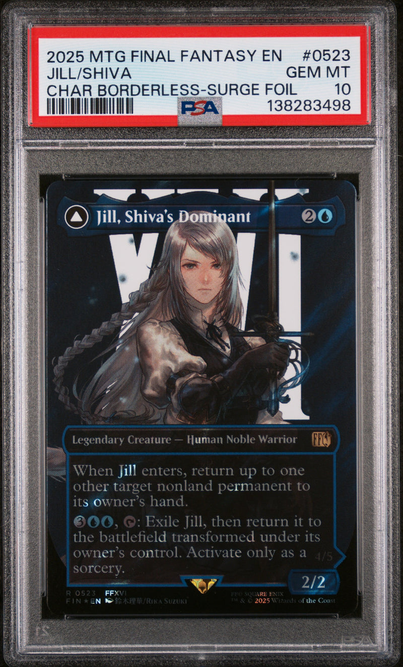 0523 JILL/SHIVA CHAR BORDERLESS-SURGE FOIL 2025 MAGIC THE GATHERING FINAL FANTASY PSA 10