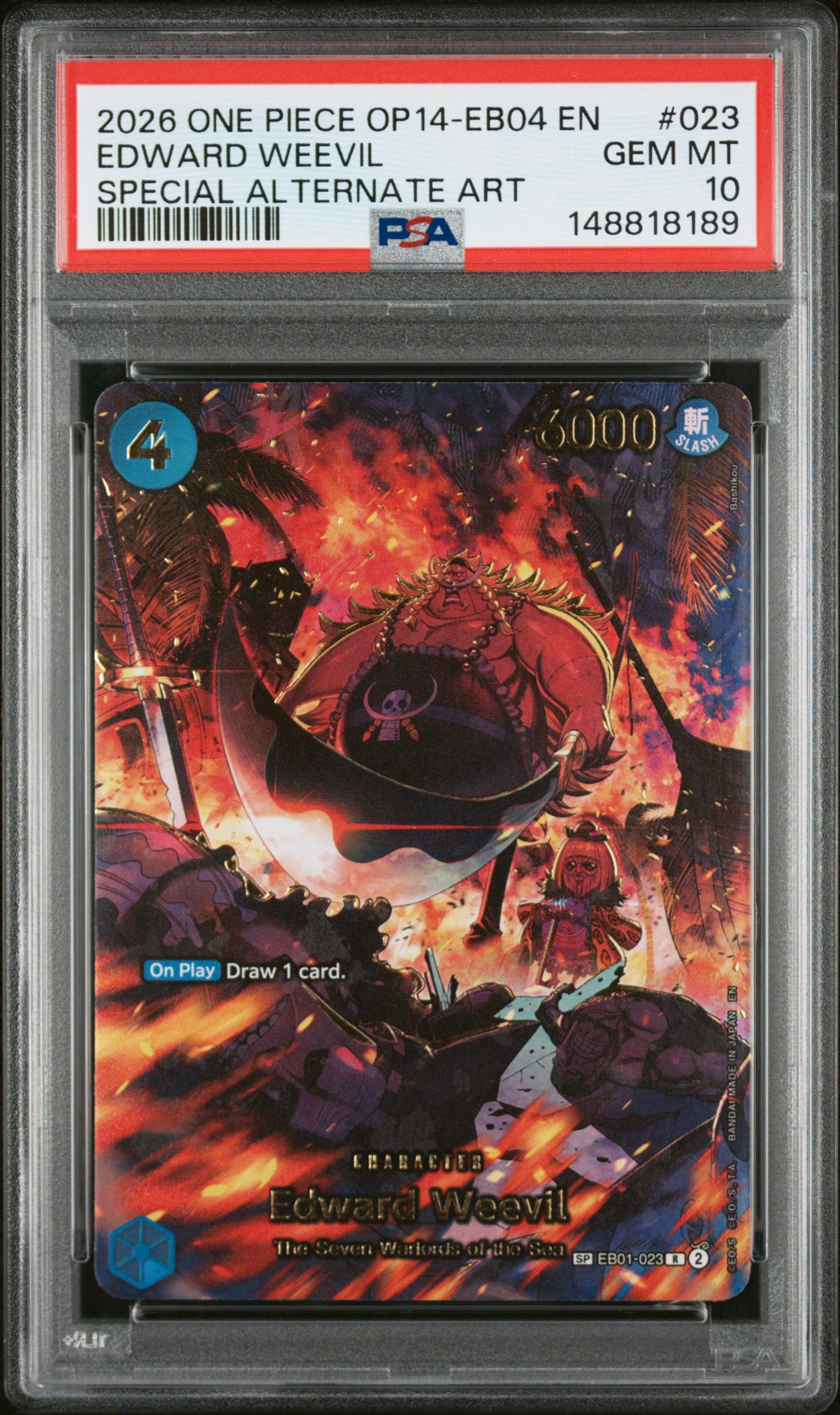 EDWARD WEEVIL SPECIAL ALTERNATE ART 2026 ONE PIECE OP14-EB04-THE AZURE SEA'S SEVEN PSA 10