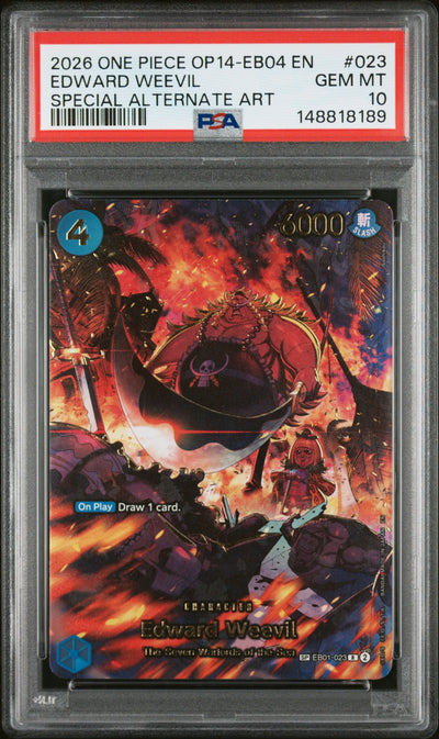 EDWARD WEEVIL SPECIAL ALTERNATE ART 2026 ONE PIECE OP14-EB04-THE AZURE SEA'S SEVEN PSA 10