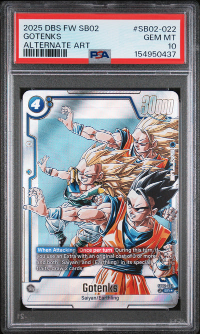 GOTENKS ALTERNATE ART 2025 DRAGON BALL SUPER CARD GAME FUSION WORLD MANGA BOOSTER 02 PSA 10