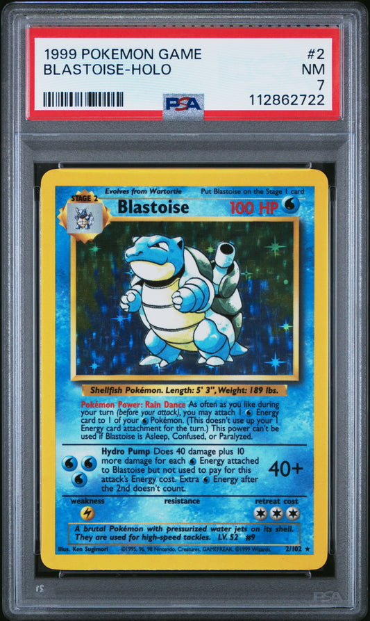 BLASTOISE-HOLO 1999 POKEMON GAME PSA NM 7