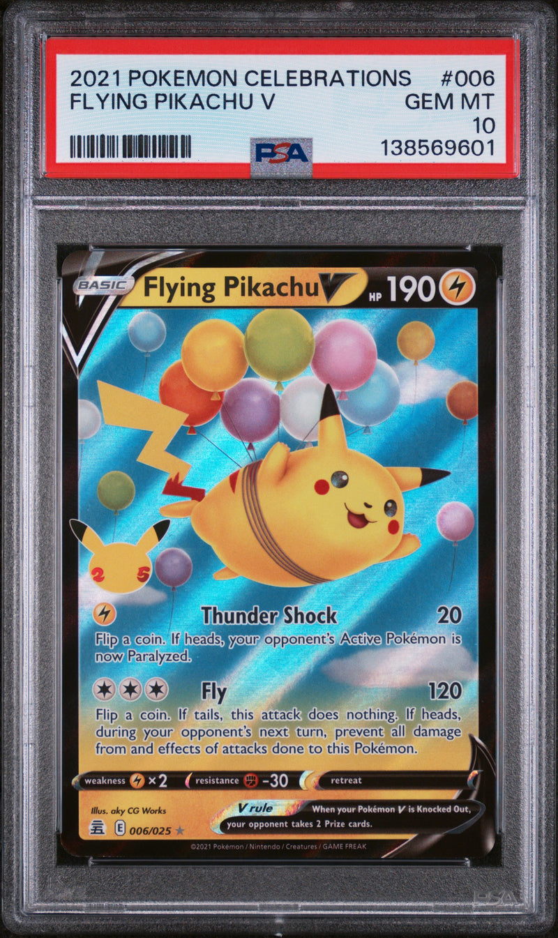 FLYING PIKACHU V 2021 POKEMON CELEBRATIONS PSA GEM MT 10