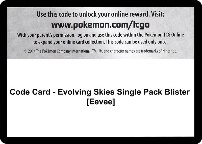 Image for Code Card - Evolving Skies Single Pack Blister [Eevee] (SWSH07) - Pokemon