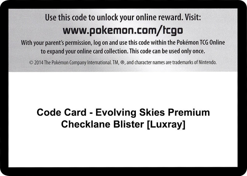 Image for Code Card - Evolving Skies Premium Checklane Blister [Luxray] (SWSH07) - Pokemon