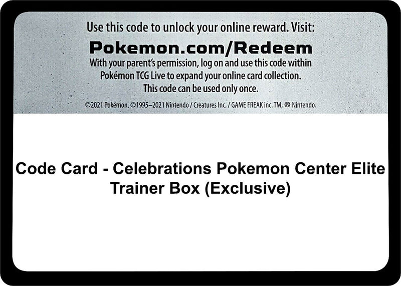Image for Code Card - Celebrations Pokemon Center Elite Trainer Box (Exclusive) (CLB) - Pokemon