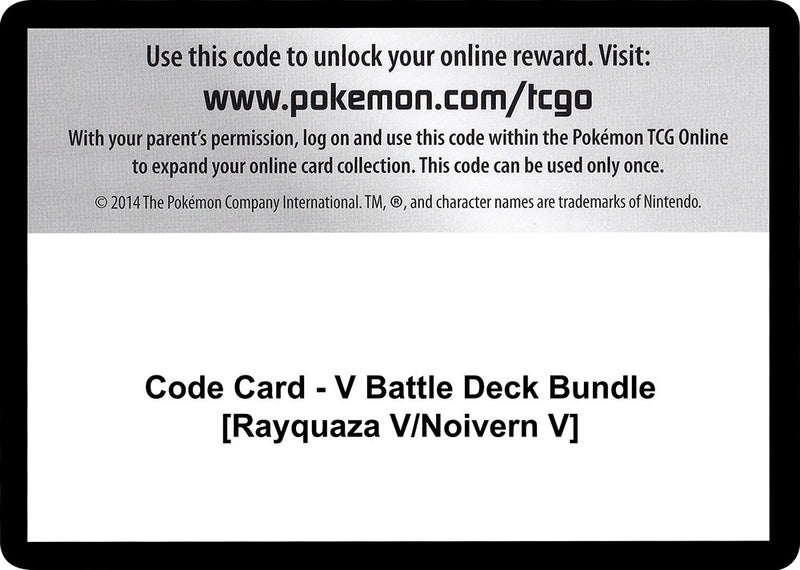 Image for Code Card - V Battle Deck Bundle [Rayquaza V/Noivern V] (MCAP) - Pokemon