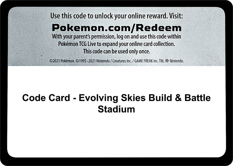 Image for Code Card - Evolving Skies Build & Battle Stadium (SWSH07) - Pokemon