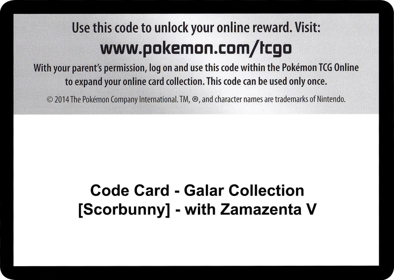 Image for Code Card - Galar Collection [Scorbunny] - with Zamazenta V (MCAP) - Pokemon