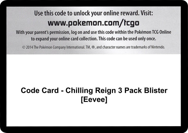 Image for Code Card - Chilling Reign 3 Pack Blister [Eevee] (SWSH06) - Pokemon