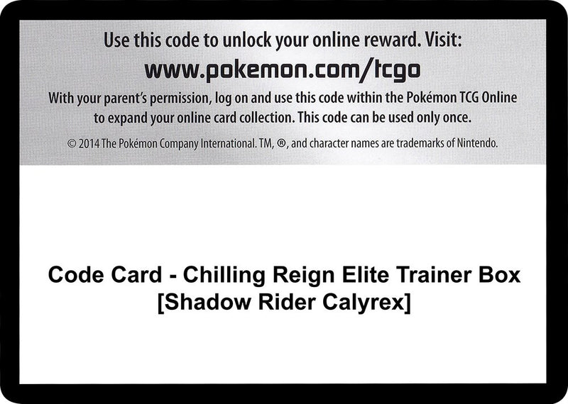 Image for Code Card - Chilling Reign Elite Trainer Box [Shadow Rider Calyrex] (SWSH06) - Pokemon