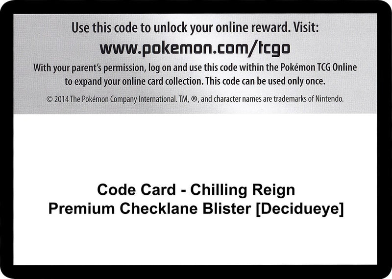 Image for Code Card - Chilling Reign Premium Checklane Blister [Decidueye] (SWSH06) - Pokemon