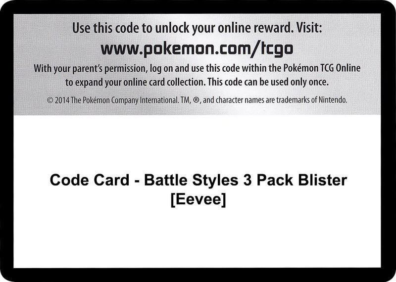 Image for Code Card - Battle Styles 3 Pack Blister [Eevee] (SWSH05) - Pokemon