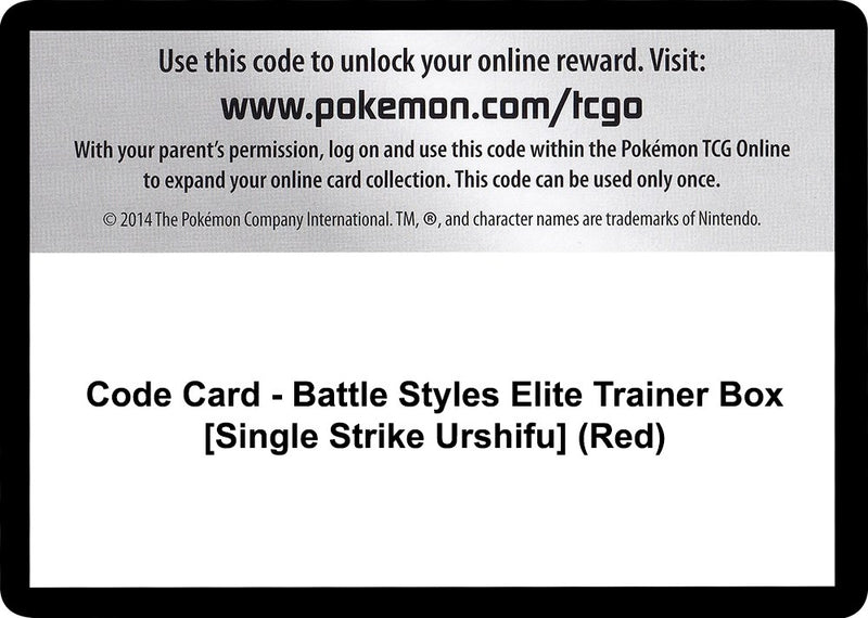 Image for Code Card - Battle Styles Elite Trainer Box [Single Strike Urshifu] (Red) (SWSH05) - Pokemon