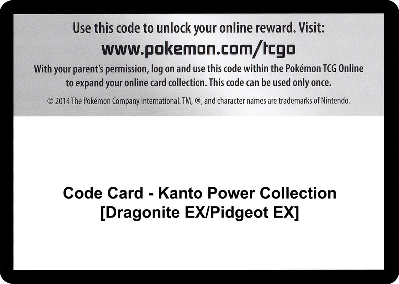 Image for Code Card - Kanto Power Collection [Dragonite EX/Pidgeot EX] (EVO) - Pokemon