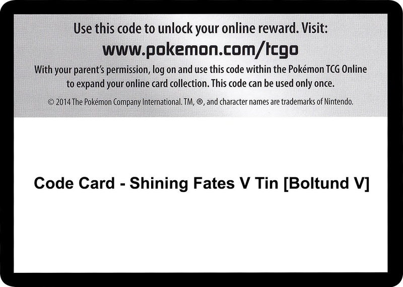 Image for Code Card - Shining Fates V Tin [Boltund V] (SHF) - Pokemon