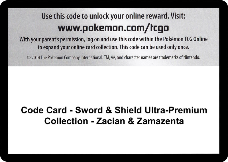Image for Code Card - Sword & Shield Ultra-Premium Collection - Zacian & Zamazenta (MCAP) - Pokemon