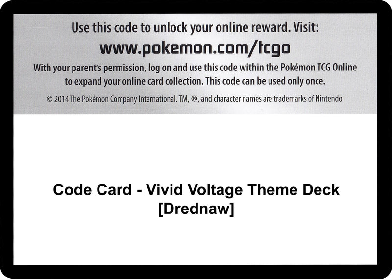 Image for Code Card - Vivid Voltage Theme Deck [Drednaw] (SWSH04) - Pokemon