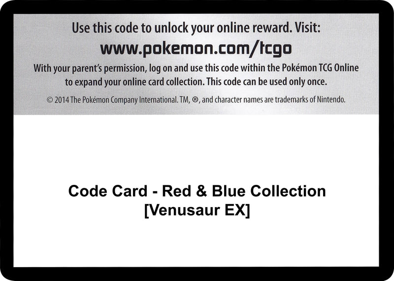 Image for Code Card - Red & Blue Collection [Venusaur EX] (GEN) - Pokemon