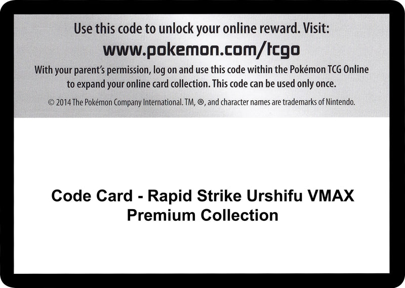 Image for Code Card - Rapid Strike Urshifu VMAX Premium Collection (SWSH08) - Pokemon
