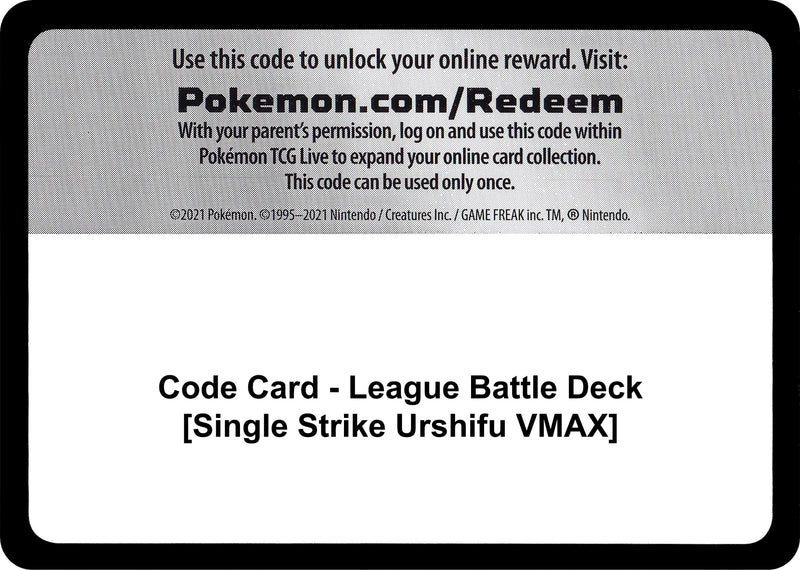 Image for Code Card - League Battle Deck [Single Strike Urshifu VMAX] (MCAP) - Pokemon