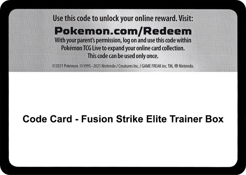 Image for Code Card - Fusion Strike Elite Trainer Box (SWSH08) - Pokemon
