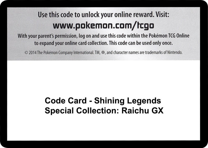 Image for Code Card - Shining Legends Special Collection: Raichu GX (SHL) - Pokemon