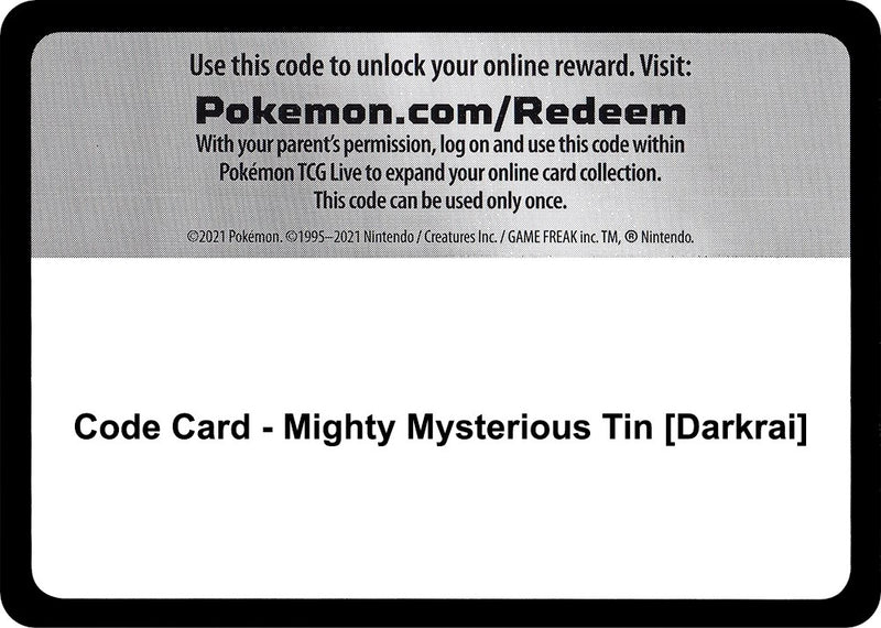 Image for Code Card - Mighty Mysterious Tin [Darkrai] (MCAP) - Pokemon