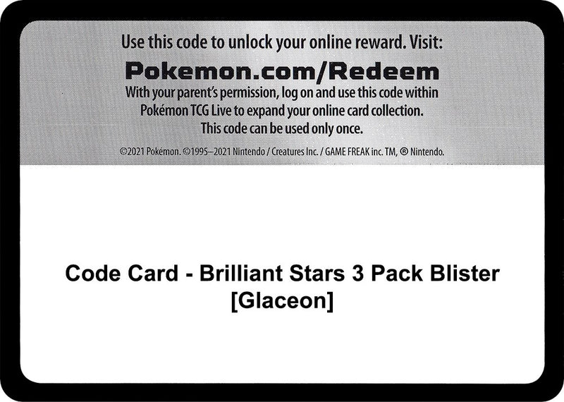 Image for Code Card - Brilliant Stars 3 Pack Blister [Glaceon] (SWSH09) - Pokemon