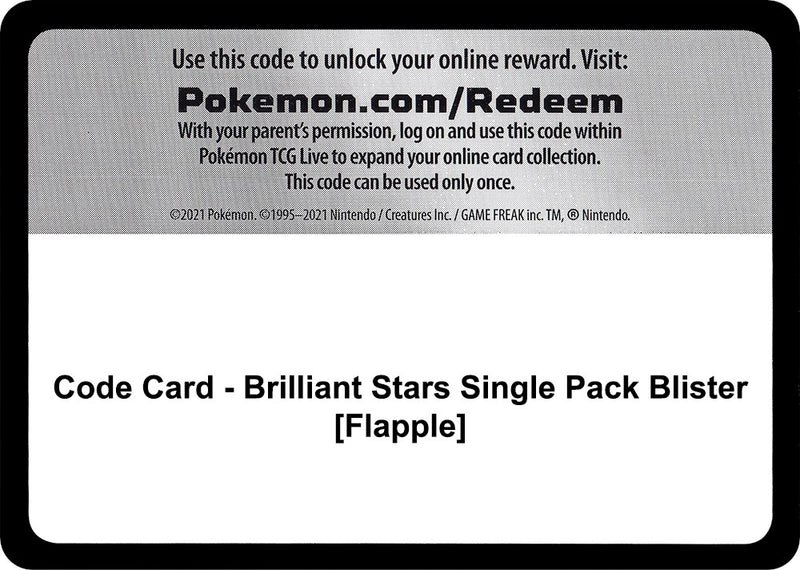 Image for Code Card - Brilliant Stars Single Pack Blister [Flapple] (SWSH09) - Pokemon