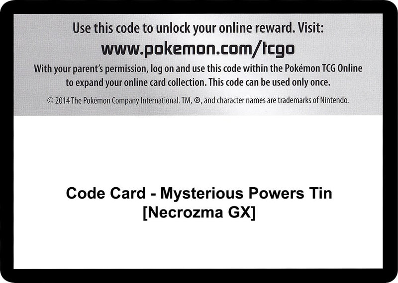 Image for Code Card - Mysterious Powers Tin [Necrozma GX] (SM03) - Pokemon