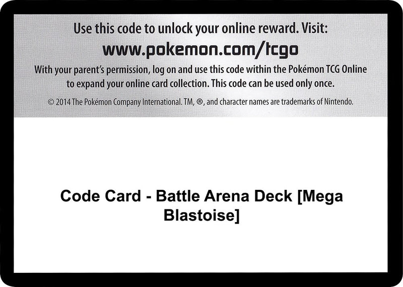 Image for Code Card - Battle Arena Deck [Mega Blastoise] (CES) - Pokemon