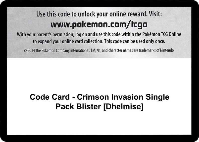 Image for Code Card - Crimson Invasion Single Pack Blister [Dhelmise] (SM04) - Pokemon