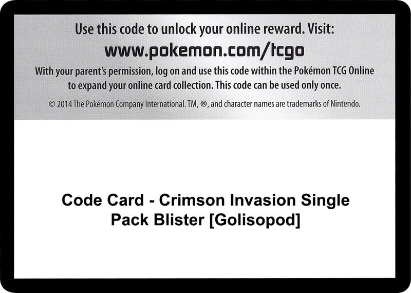 Image for Code Card - Crimson Invasion Single Pack Blister [Golisopod] (SM04) - Pokemon