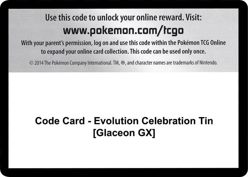 Image for Code Card - Evolution Celebration Tin [Glaceon GX] (CES) - Pokemon
