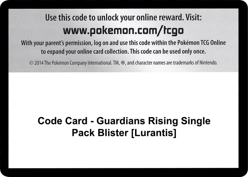 Image for Code Card - Guardians Rising Single Pack Blister [Lurantis] (SM02) - Pokemon