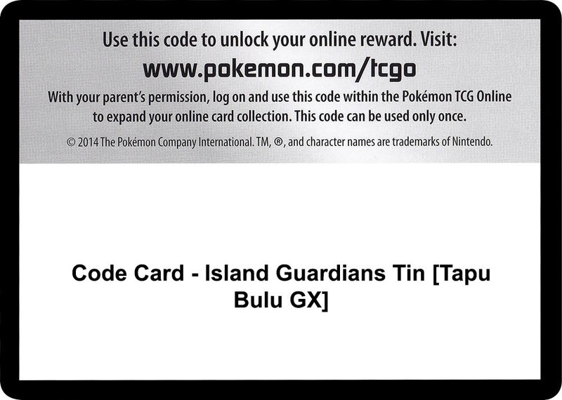 Image for Code Card - Island Guardians Tin [Tapu Bulu GX] (SM02) - Pokemon