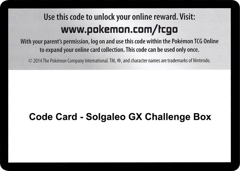 Image for Code Card - Solgaleo GX Challenge Box (CES) - Pokemon