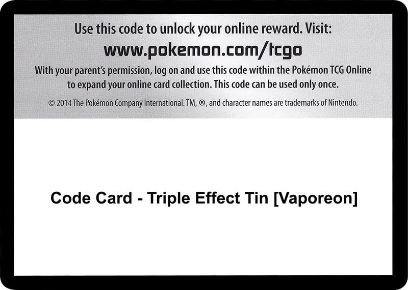 Image for Code Card - Triple Effect Tin [Vaporeon] (SM02) - Pokemon