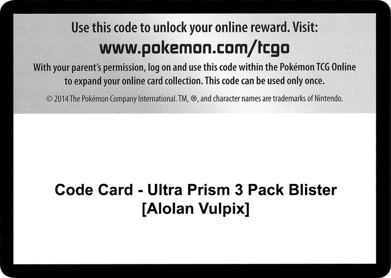 Image for Code Card - Ultra Prism 3 Pack Blister [Alolan Vulpix] (SM05) - Pokemon
