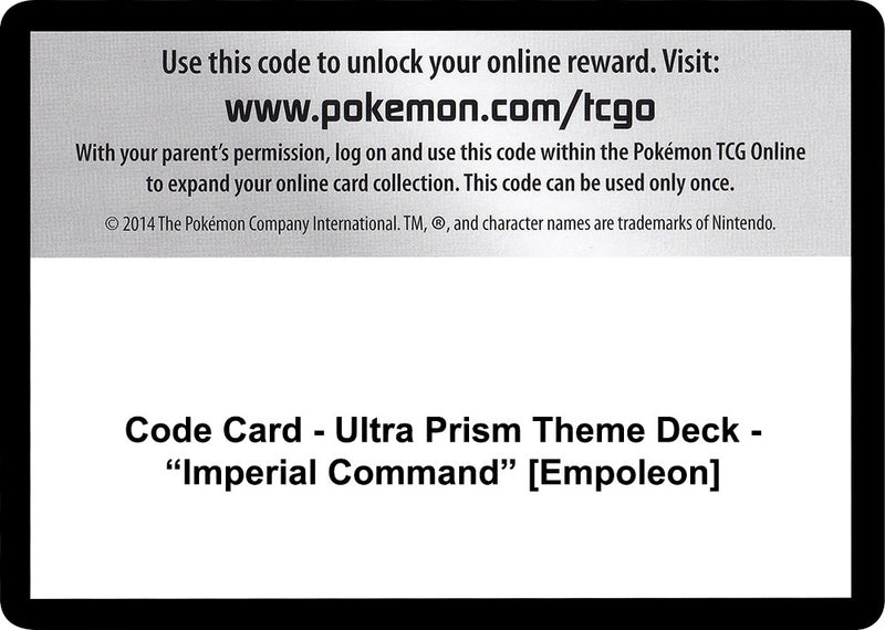 Image for Code Card - Ultra Prism Theme Deck - "Imperial Command" [Empoleon] (SM05) - Pokemon