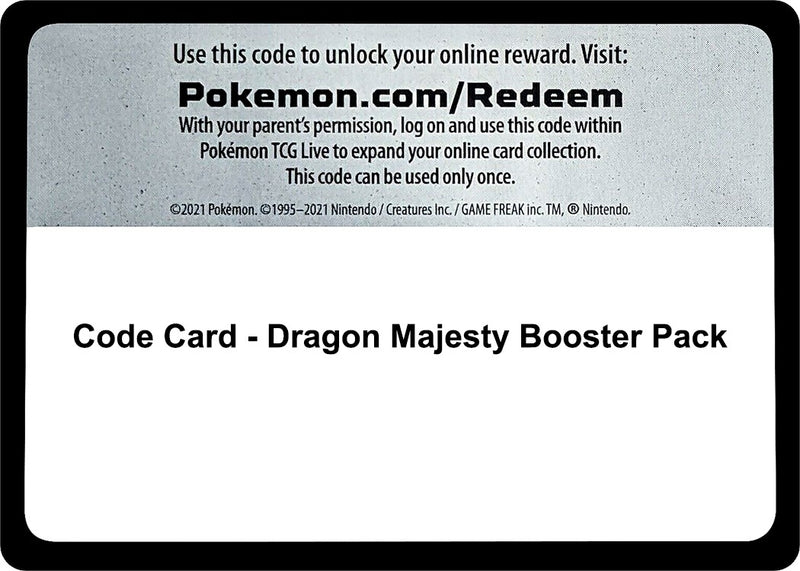 Image for Code Card - Dragon Majesty Booster Pack (DRM) - Pokemon