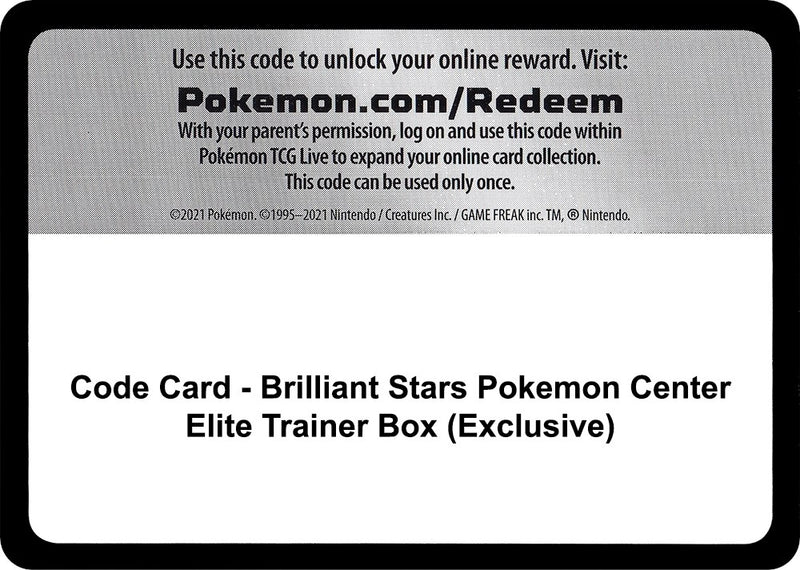 Image for Code Card - Brilliant Stars Pokemon Center Elite Trainer Box (Exclusive) (SWSH09) - Pokemon