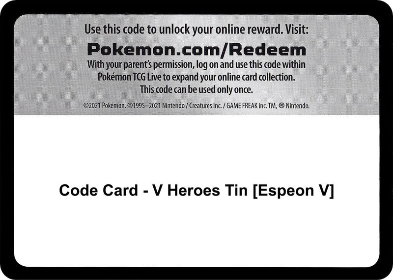 Image for Code Card - V Heroes Tin [Espeon V] (MCAP) - Pokemon