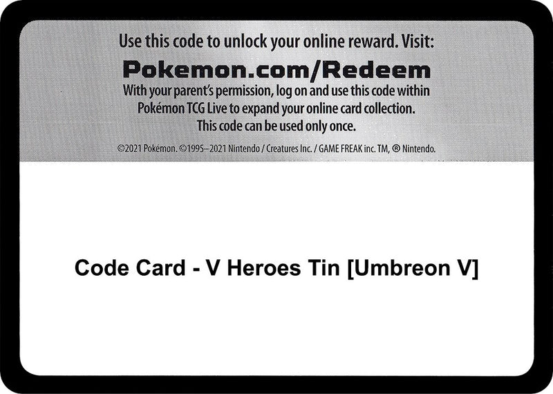 Image for Code Card - V Heroes Tin [Umbreon V] (MCAP) - Pokemon