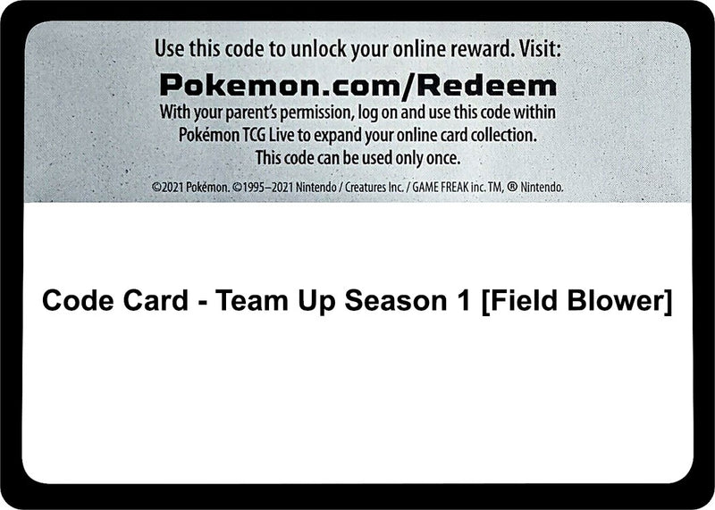 Image for Code Card - Team Up Season 1 [Field Blower] (SM9) - Pokemon